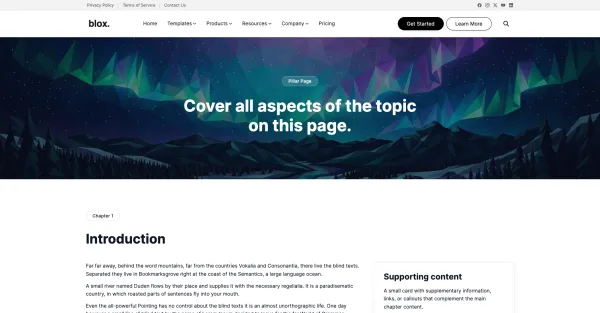 blox Pillar Page template preview