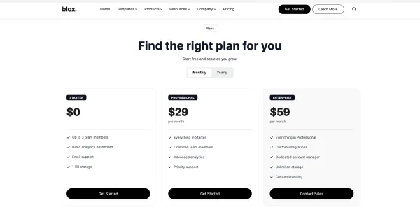 blox Pricing template preview