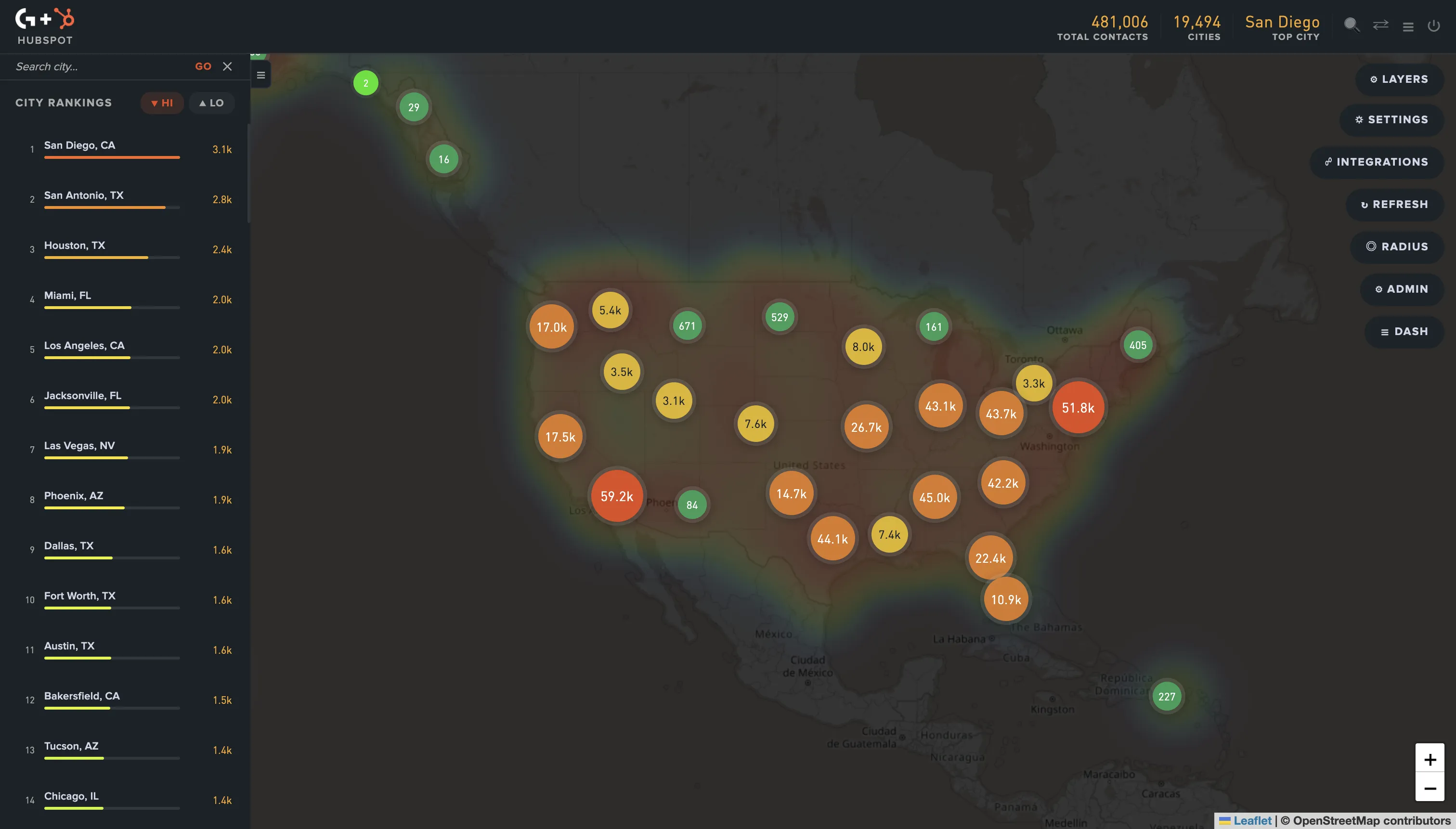 GeoList map visualization